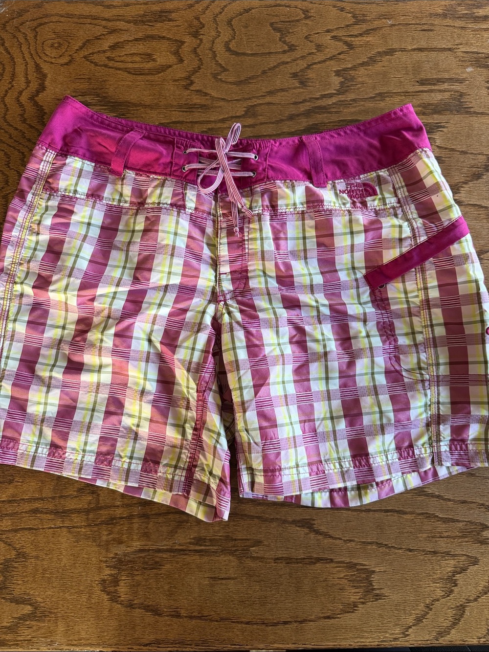 The North Face Women’s Pink Plaid Drawstring Bermuda Shorts